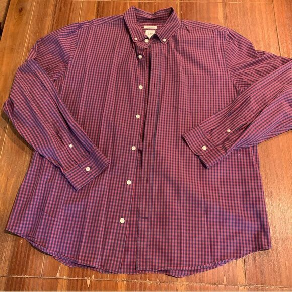Gap Men’s Button Down Red Blue Checked Shirt XL - Picture 1 of 6